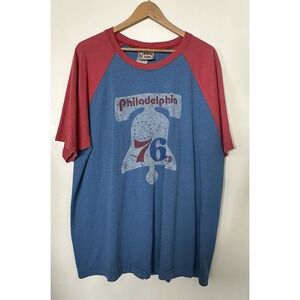 PHILADELPHIA 76ERS SHIRT MENS 2XL XXL BLUE RED HARDWOOD CLASSICS NBA BASKETBALL